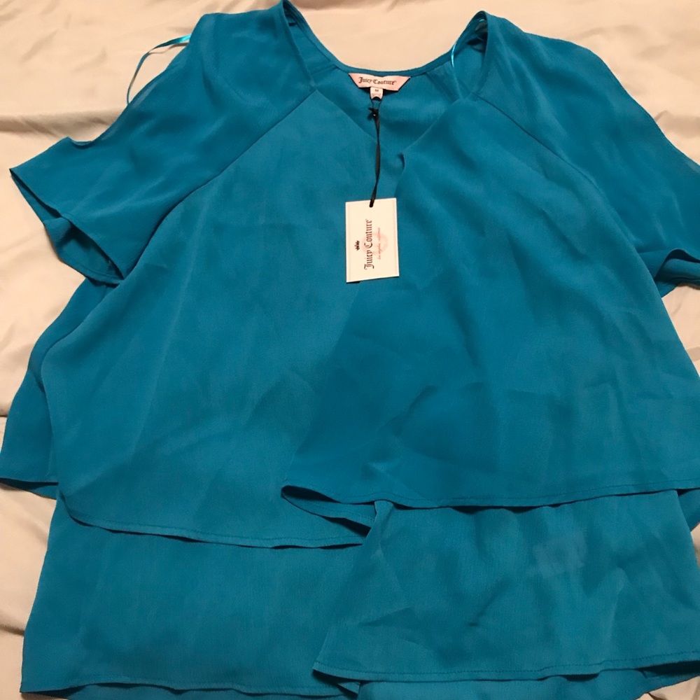 Juicy Couture Tie Sleeve Cold Shoulder Blouse